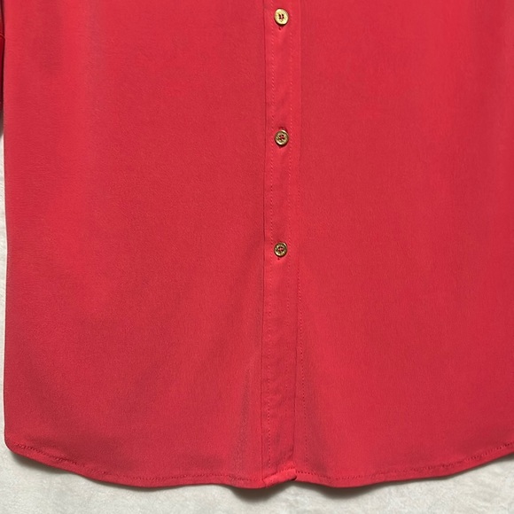 Calvin Klein Women’s Coral Pink Long Sleeve Button Down Dress Size 4 - Picture 4 of 6